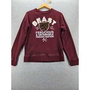 Parish‎ Nation Grizzly Beast Bear Red Burgundy Sweatshirt Women’s Sz L